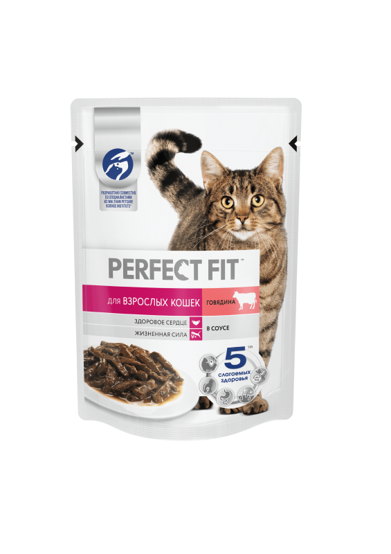 Влажный корм PERFECT FIT™ для взрослых кошек, с говядиной — купить онлайн